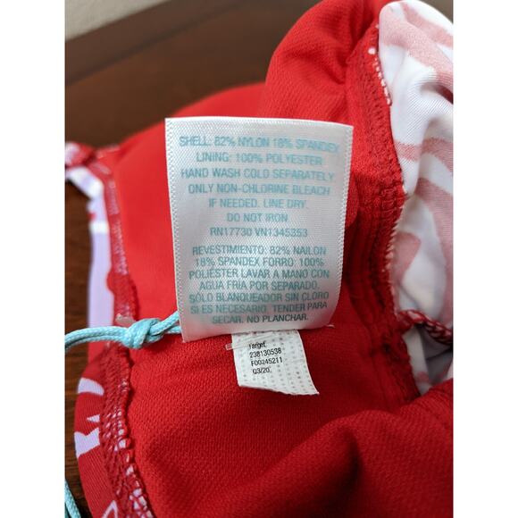 Kona Sol Tankini S Red Purple Palm Plant Tropical Swimsuit Top Deep VNeck Modest - Picture 8 of 12